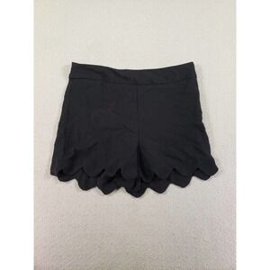 Monteau Shorts Womens‎ Medium Black Scalloped Flat Front Casual Outdoor Pull On